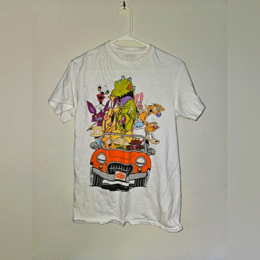 Nickelodeon Men's White T-shirt Ft. Classic Cartoon Characters Sz S - Picture 2 of 7